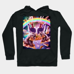 Laser Pizza Cat On Llama, Lazer Kitty Cats In Rainbow Space Hoodie